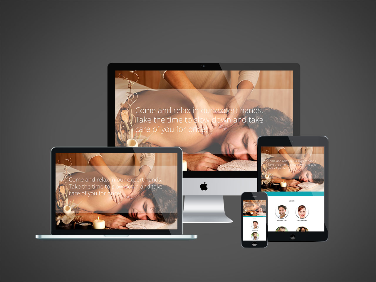 Website of massage clinic seen on devices